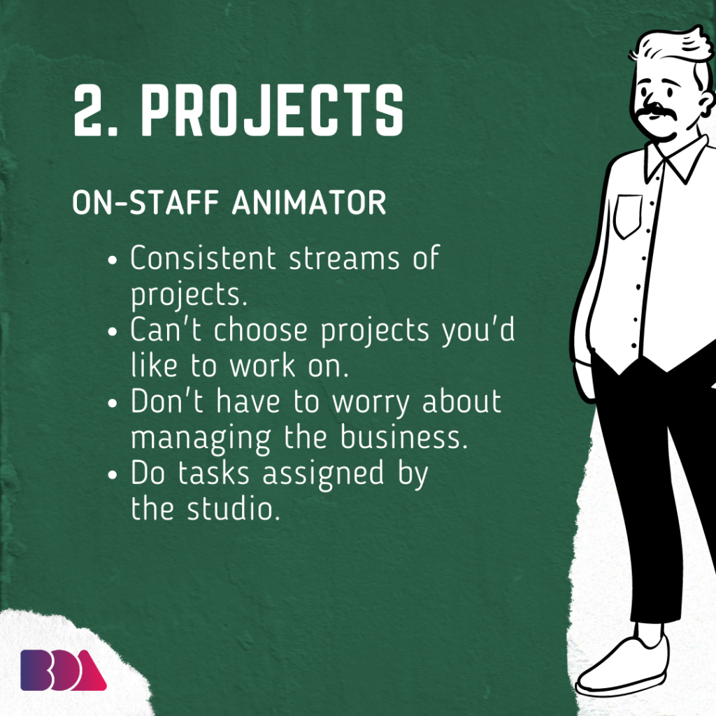 on-staff animators have different types of projects