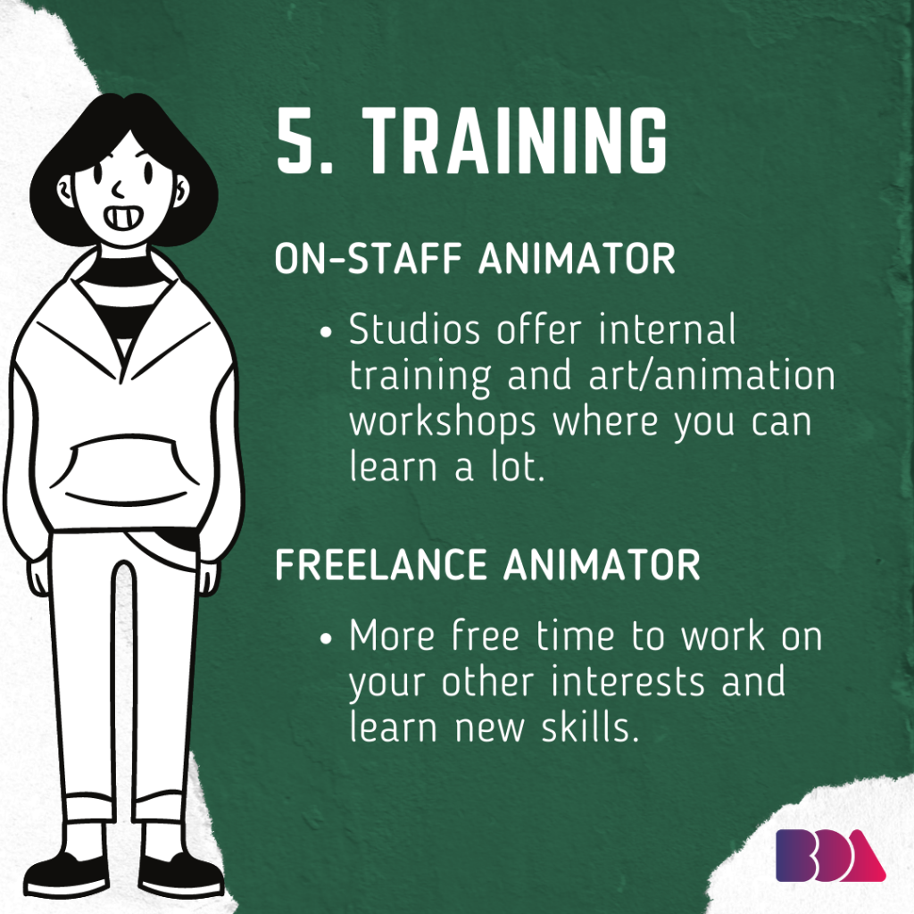 the training for an on-staff and freelance animator are different