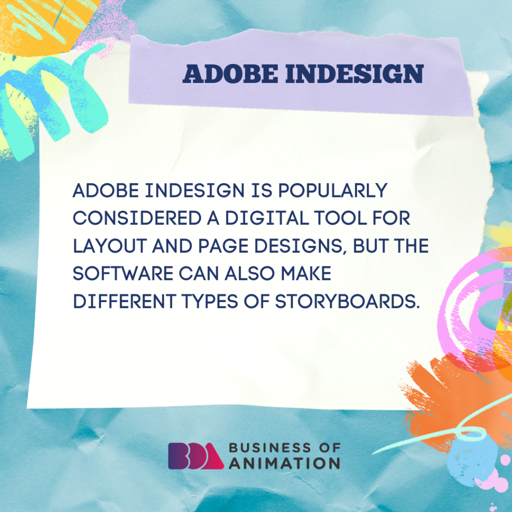 we recommend adobe indesign for storyboarding software