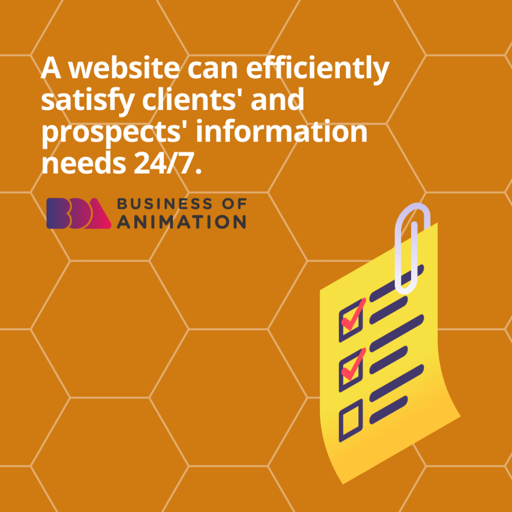 24/7 information available for animation clients if your startup has a website