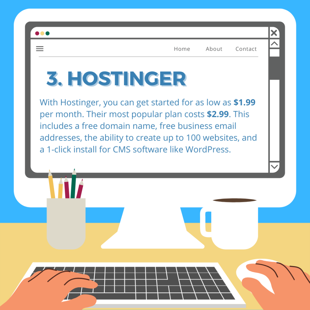 hostinger as an affordable website hosting plan for animators