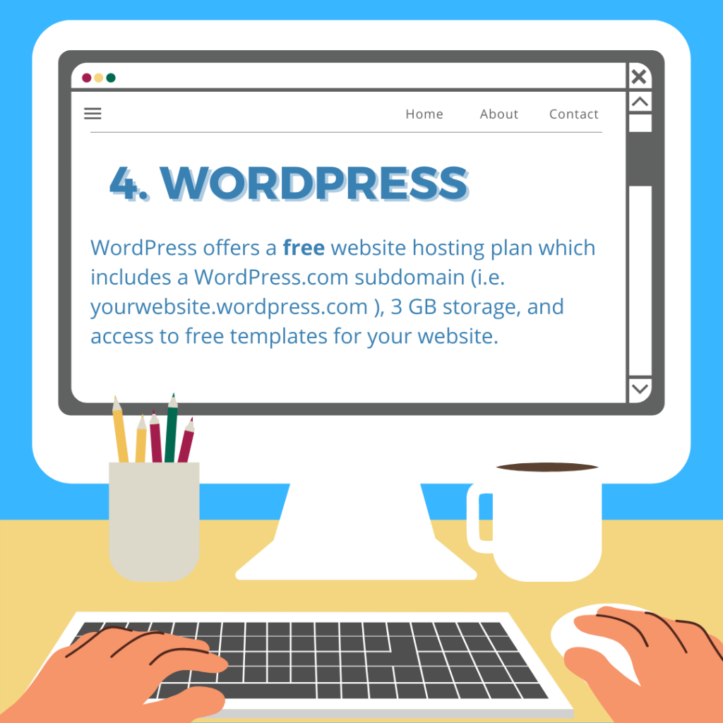 wordpress offers a free website hosting plan for animators
