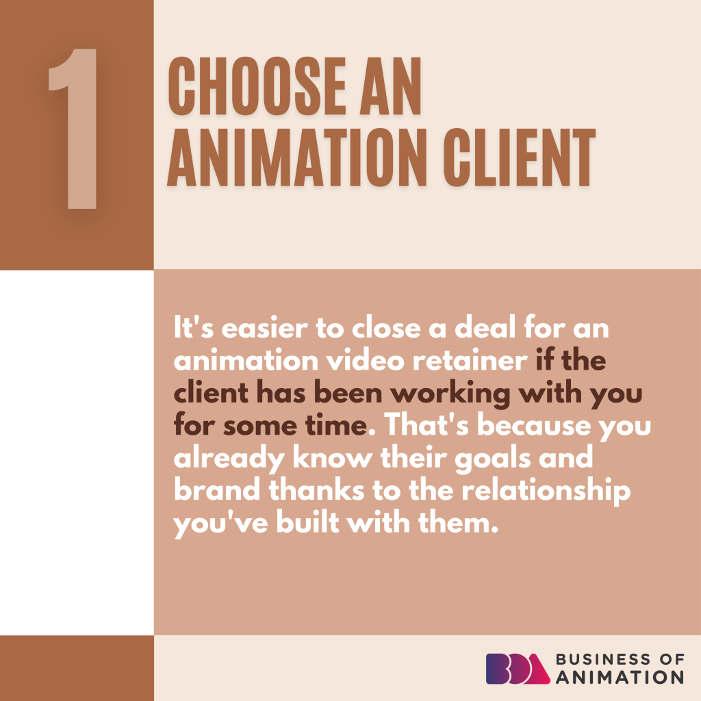 choose an animation client to set up a video retainer