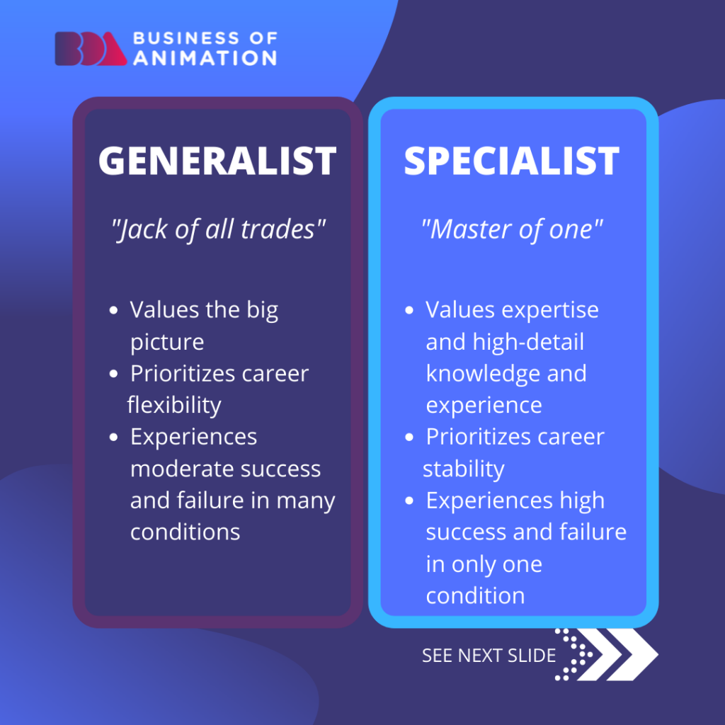 differences of a generalist and specialist animator
