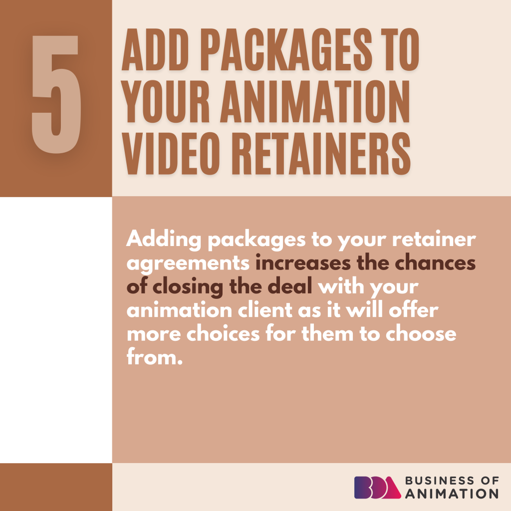 add packages to your animation video retainers