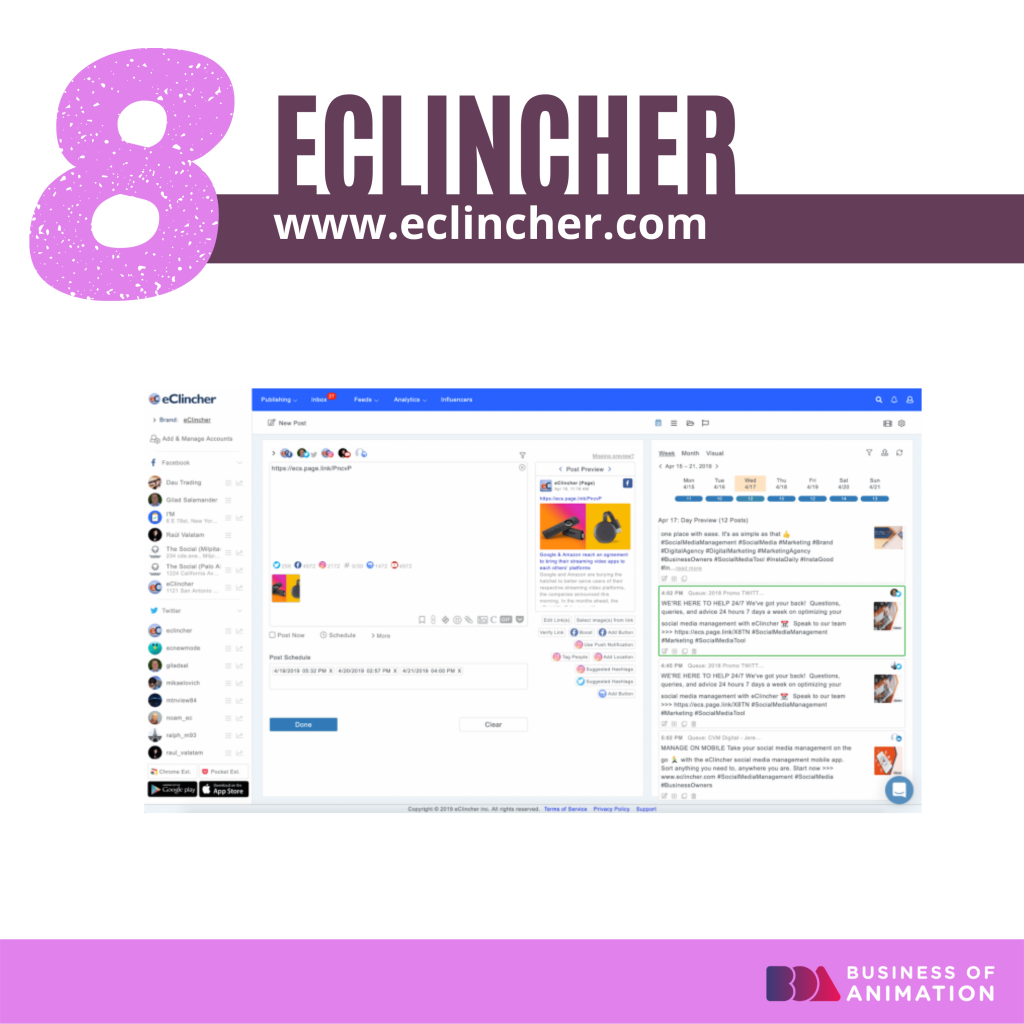 social media management tool Eclincher