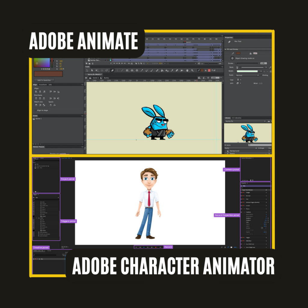 1. Adobe Animate
2. Adobe Character Animator