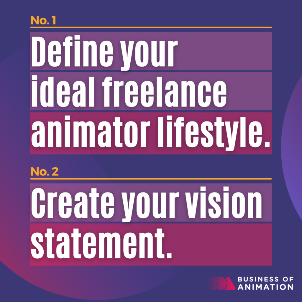 1. Define your ideal freelance animator lifestyle.
2. Create your vision statement.