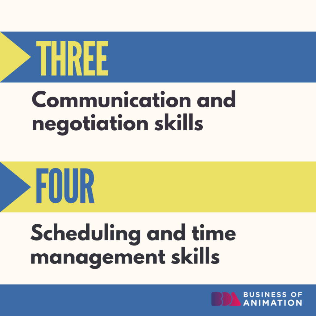 3. Communication and negotiation skills
4. Scheduling and time management skills