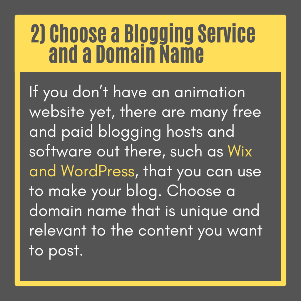 2. Choose a blogging service and a domain name