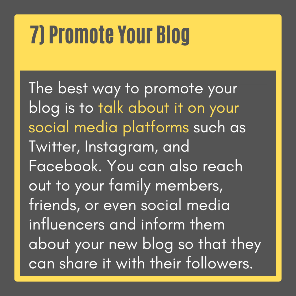 7. Promote your blog