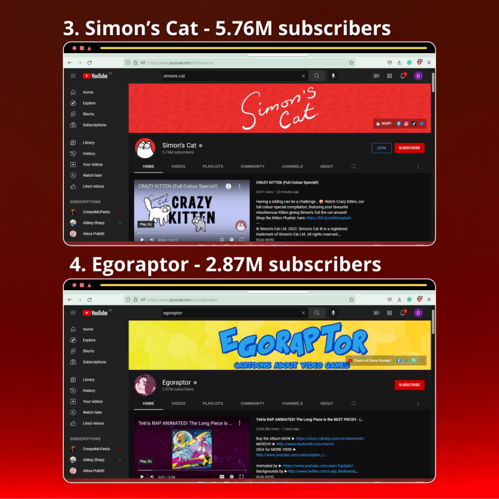 3. Simon’s Cat
4. Egoraptor