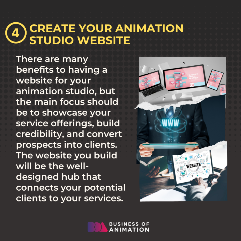 4. Create your animation studio website