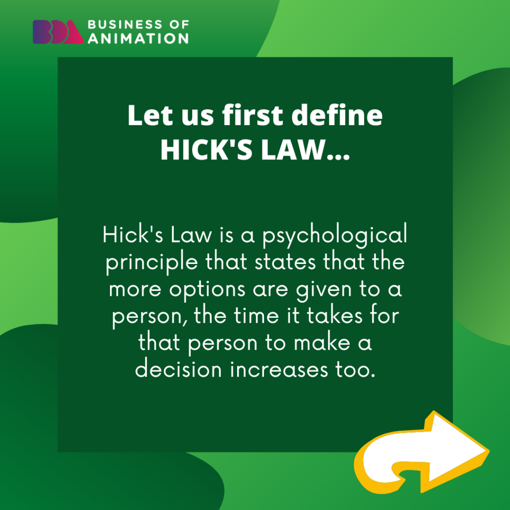 Let us first define Hick's Law