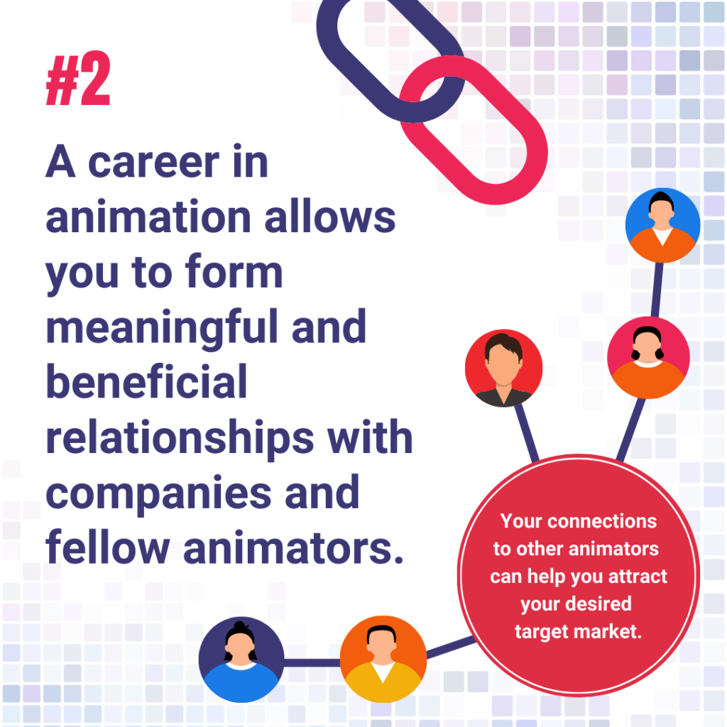 A career in animation allows you to form meaningful and beneficial relationships with companies and fellow animators. 