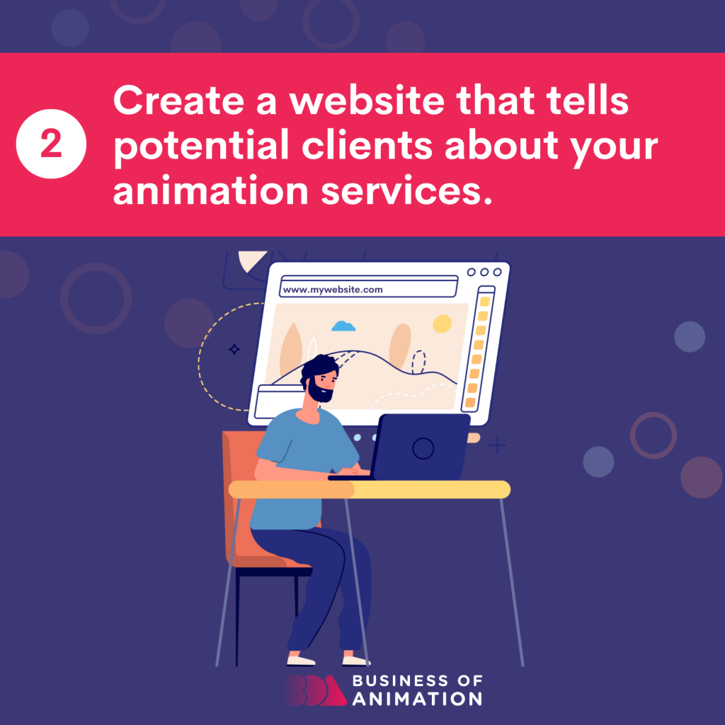 2. Create a website that tells potential clients about your animation services. 