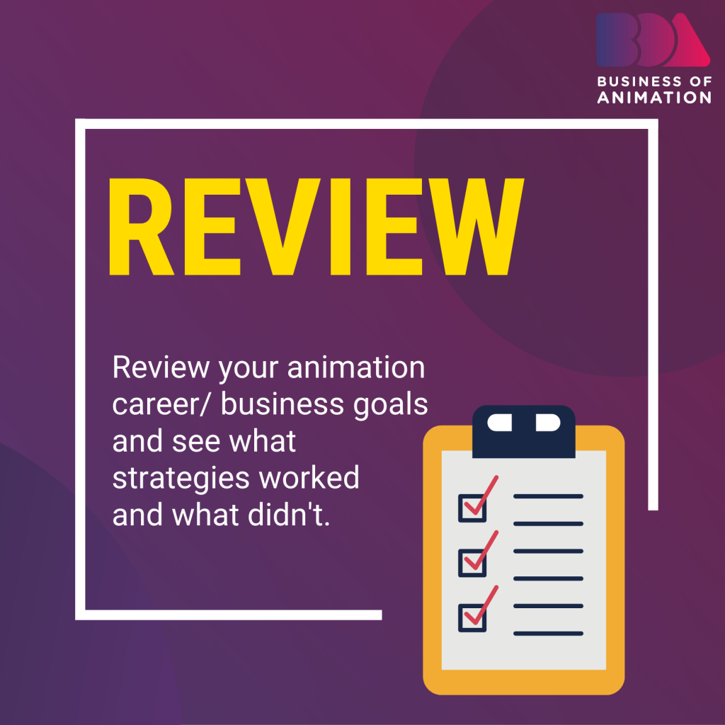 Review your animation career/business goals and what strategies worked and what didn't