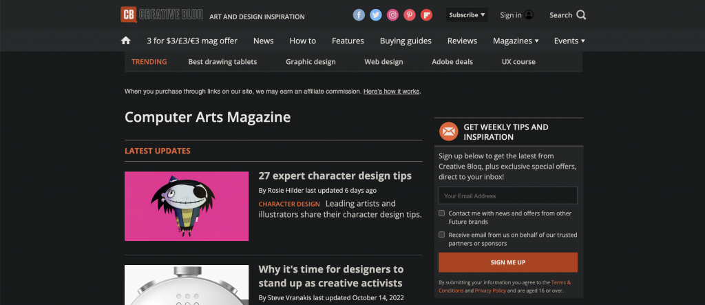 the computer arts magazine has a motion graphics blog dedicated to designers 