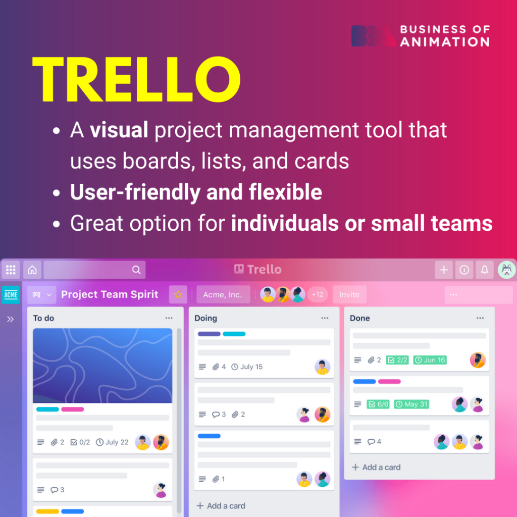 Trello, a visual project management tool that uses boards, lists, and cards, user-friendly and flexible ,great option for individuals or small teams