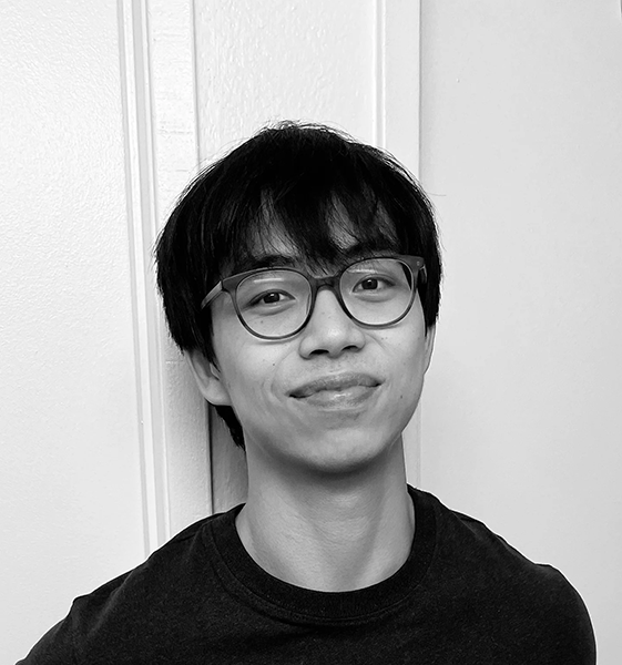 black and white portrait photograph of freelance animator chalky wong
