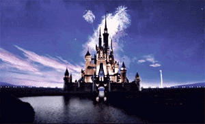 Most Popular Animation Studios: Disney with classic intro of the magic castle and the shooting star going over it