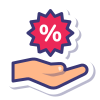a hand with a percentage sign