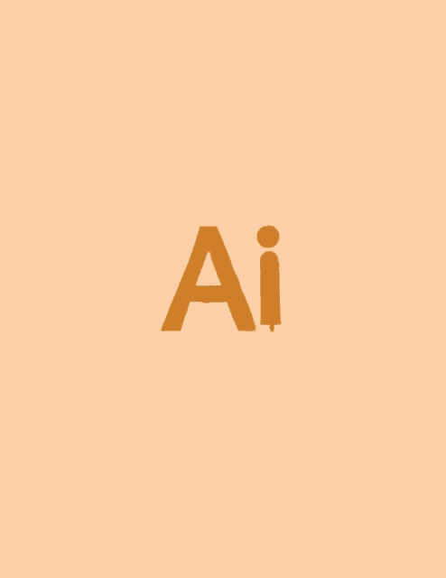 Adobe Illustrator logo and the i turns into a human and it leans over and starts painting the letter A