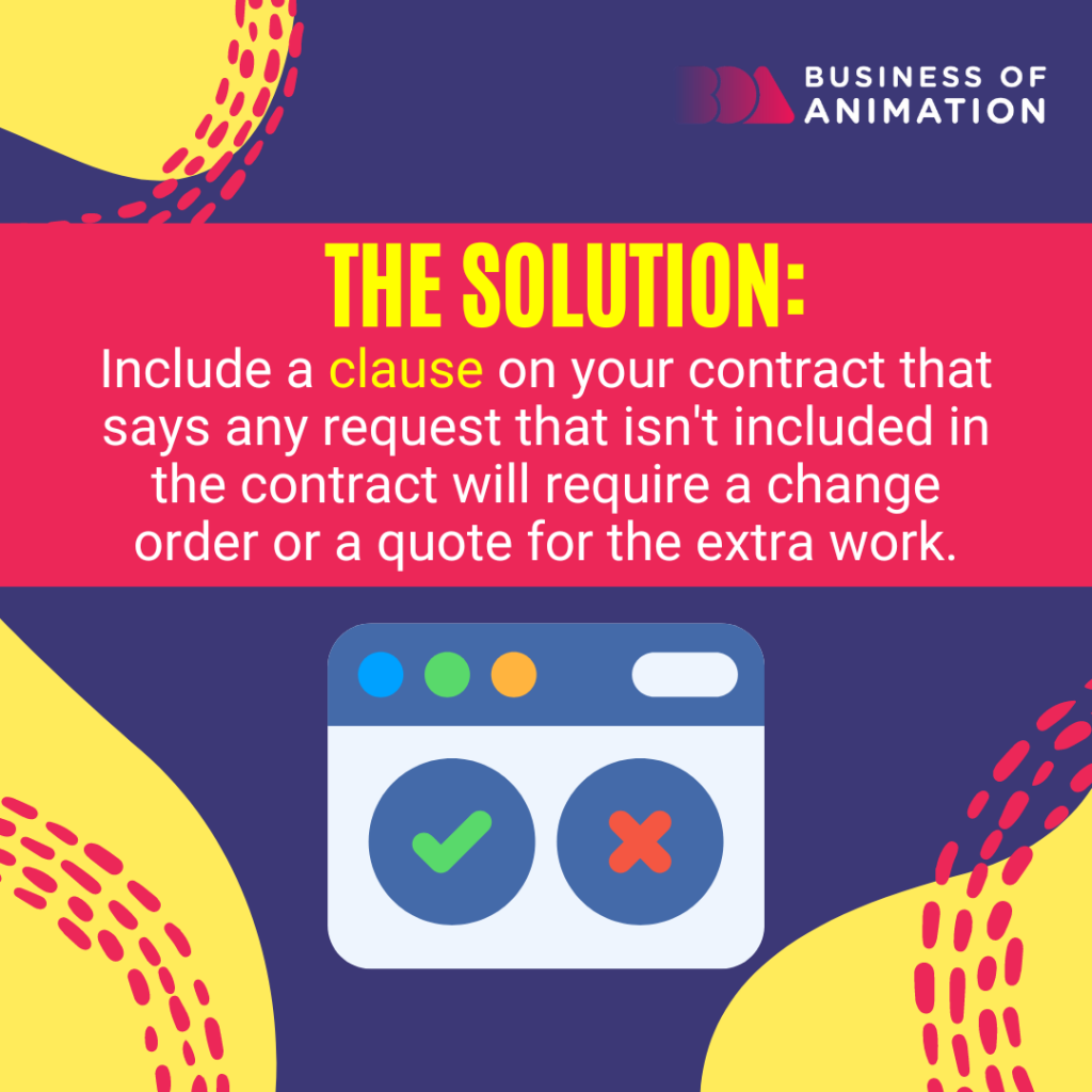 the solution is to include a clause on your contract about charging extra for additional requests