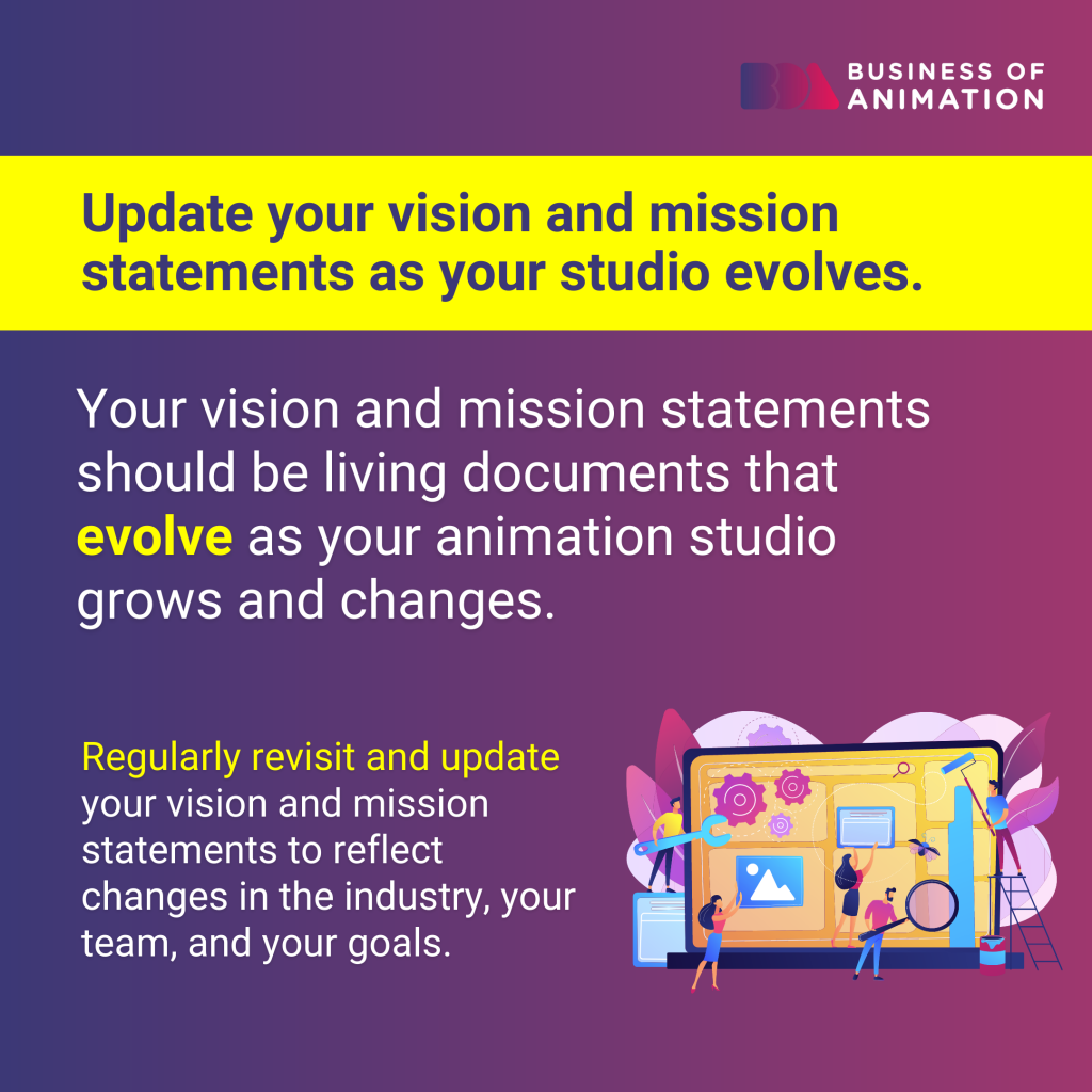 update your vision and mission statements as your studio evolves