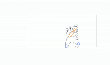 an animatic of two characters fighting and jumping in the air