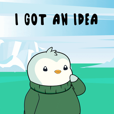 a Pre Production checklist starts with concept development like this penguin wearing a green sweater and scratching his face and then sticking his flipper up with a light bulb that appears and the text "I got an idea"  