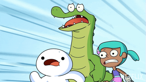 TheOdd1sOut’s and his crocodile and girl friend running frantically away from something