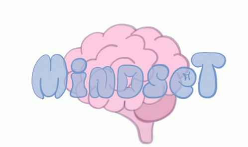 a human brain with animated text over it saying mindset matters in two different fonts