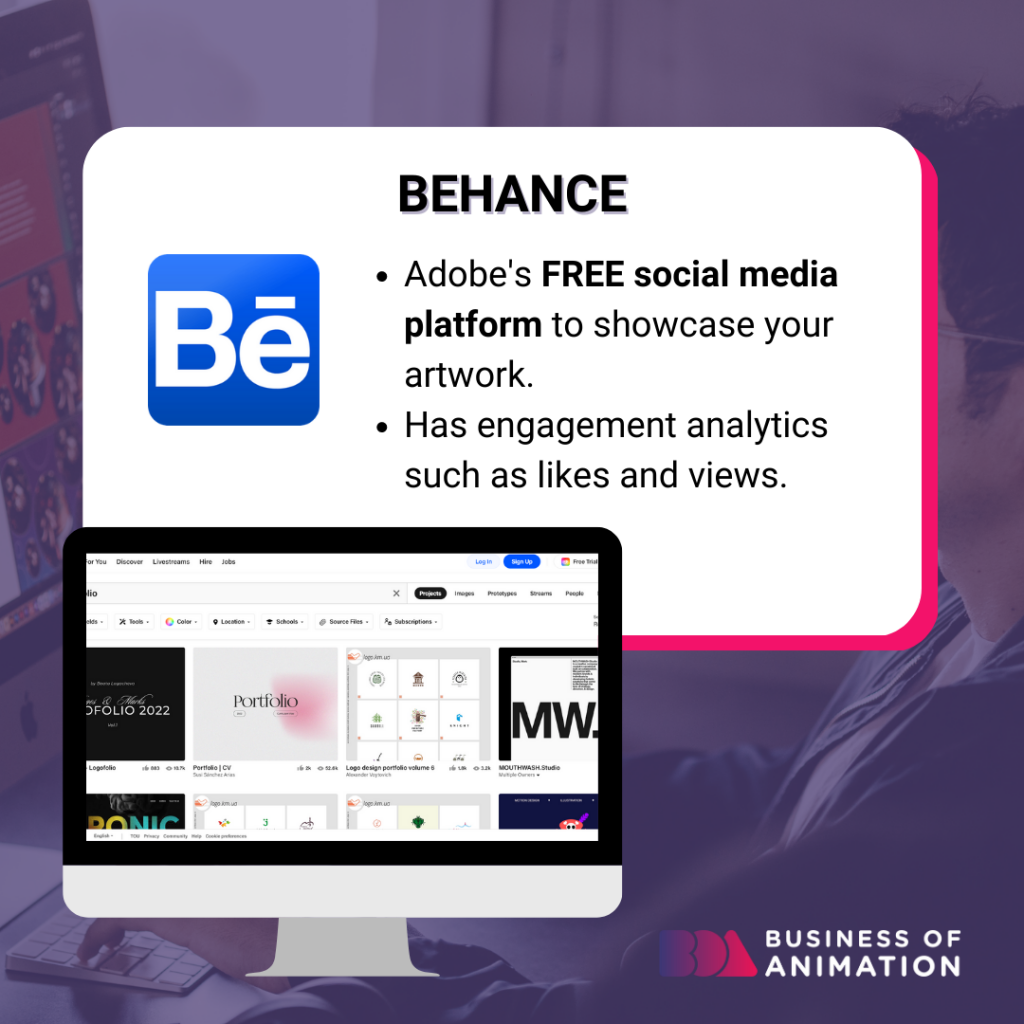 Behance is adobe's free social media platform that boasts engagement analytics