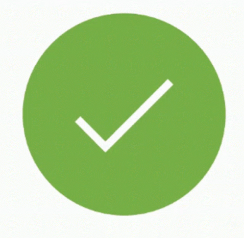 a circle fills with the color green and a white check mark appears inside it